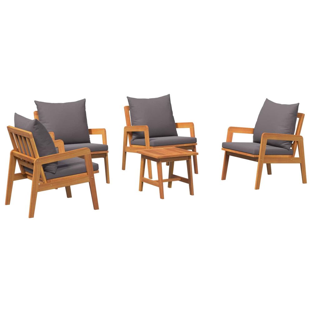Ensemble bistrot 5 pc marron bois d'acacia massif
