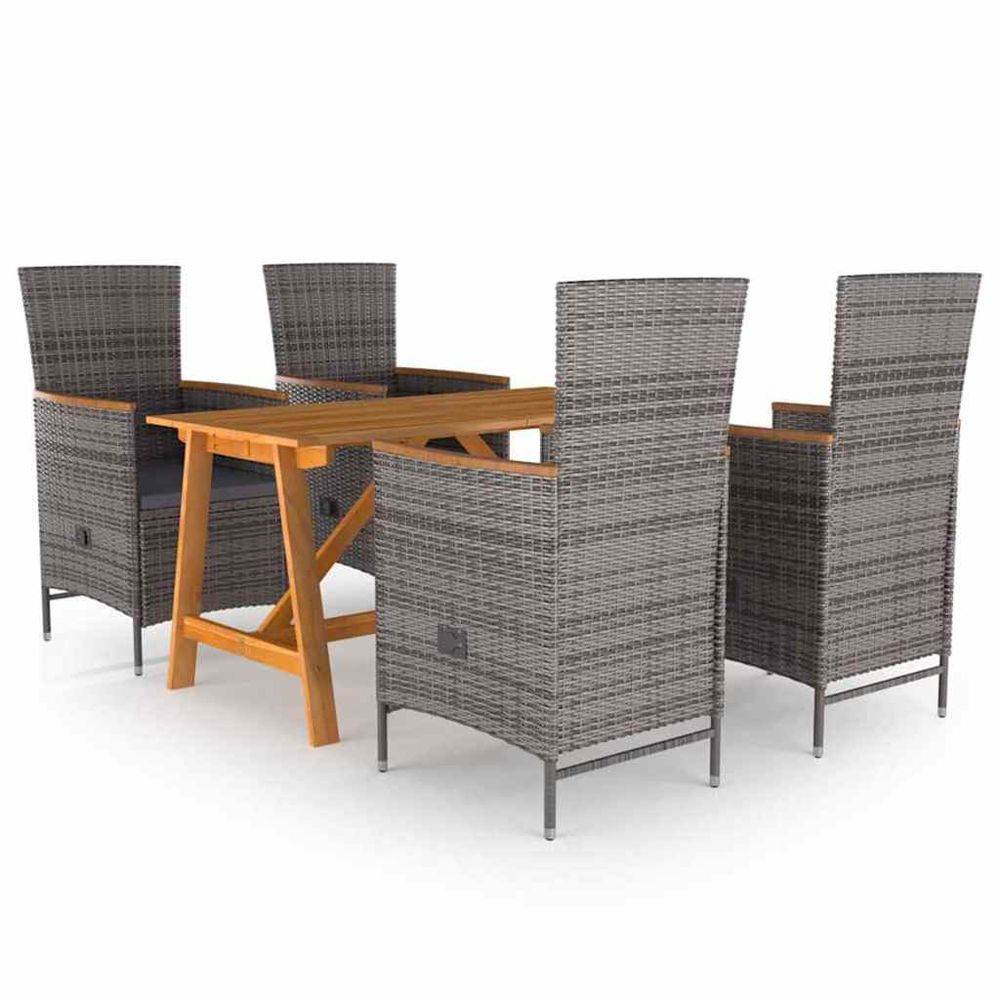 Ensemble à manger de jardin 5 pcs gris