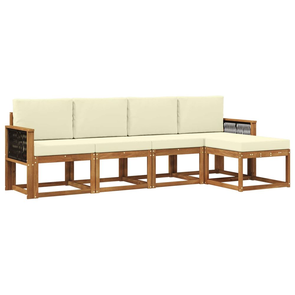 Ensemble de canapés d'extérieur 5 pc naturel et crème polyester