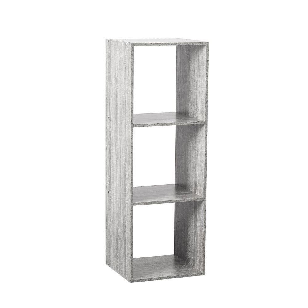 Meuble étagère 3 cases de rangement effet chêne gris h 100.5 cm