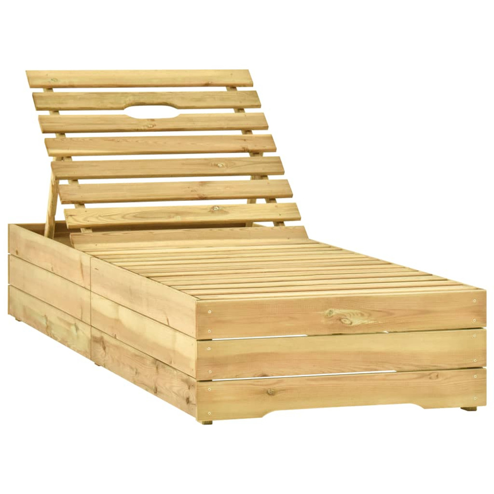 Chaise longue bois de pin imprégné de vert bain de soleil