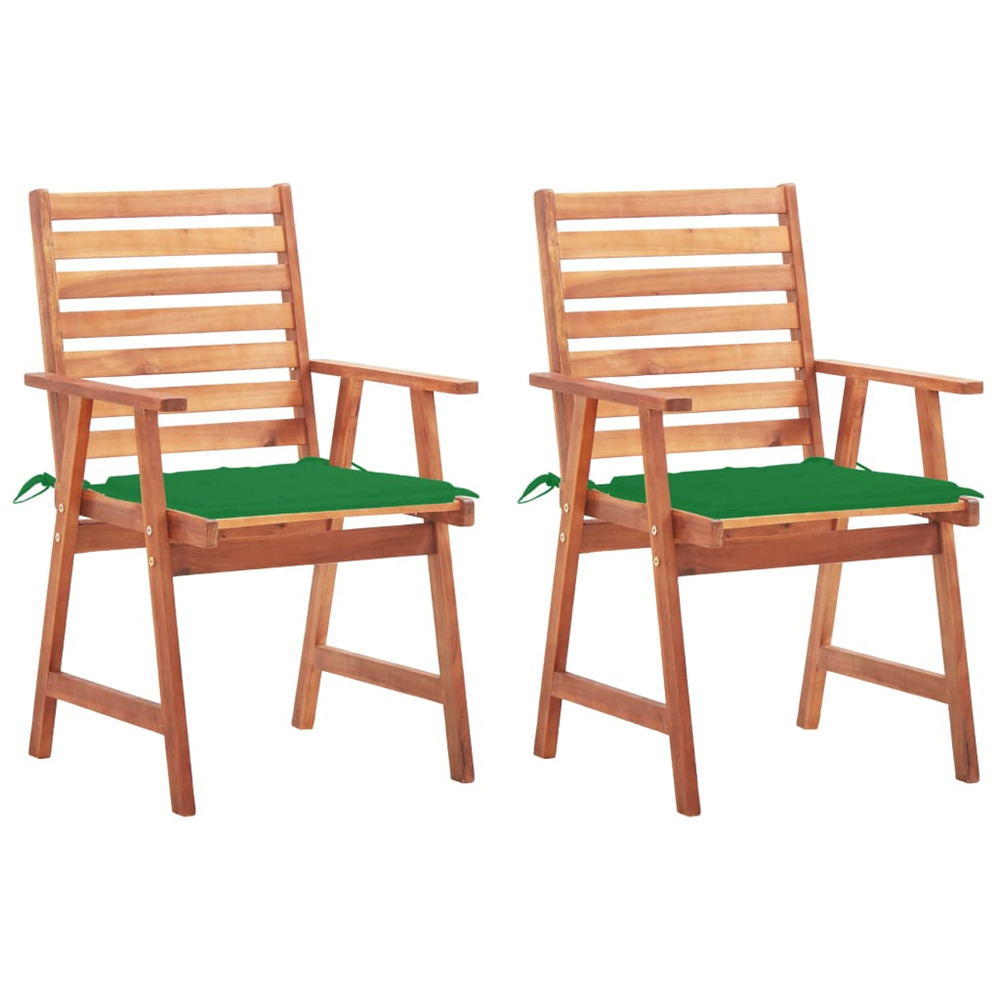 Chaises à manger d'extérieur lot de 2 et coussins acacia massif
