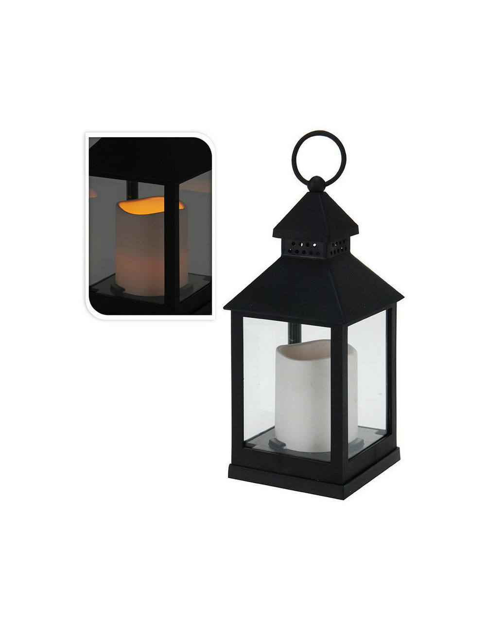Lanterne à bougie led 10.5x10.5x23cm noir