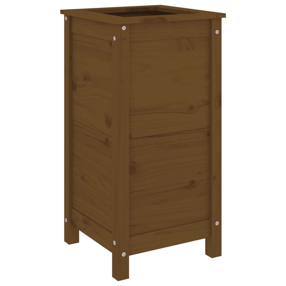 Jardinière d'extérieur marron miel 40x40x78 cm bois massif de pin