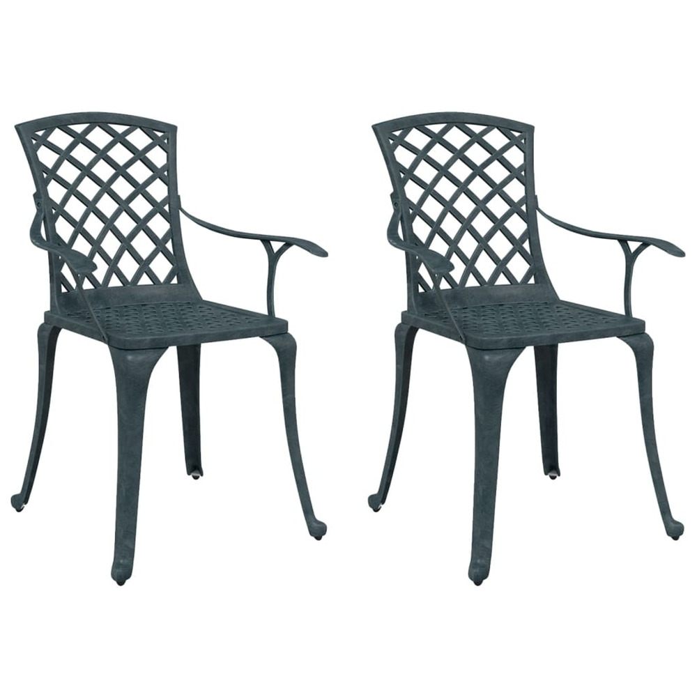 Chaises de jardin lot de 2 vert aluminium coulé