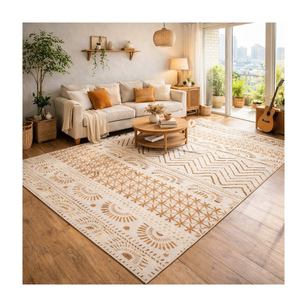 Tapis berbère 160x230 tissé motif ethnic lyn1 orienvag crème