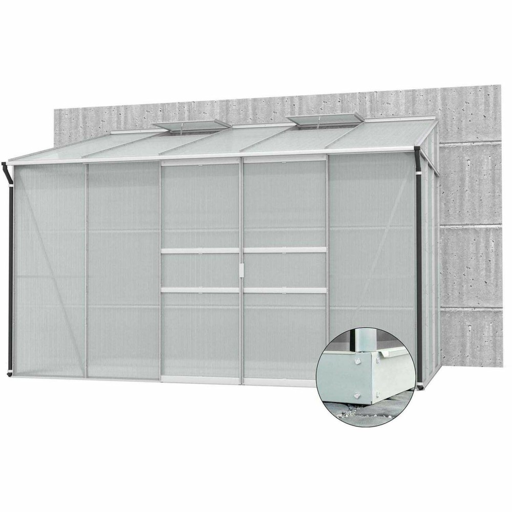 Serre de jardin en polycarbonate 4 mm et aluminium anodisé avec embase ida 201.4