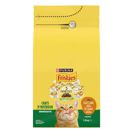 Croquettes chat mélange de poulet, dinde avec des légumes 1.5kg friskies