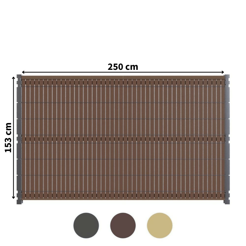 Kit occultation composite - l2,5 x h1,53m - couleur : brun - haute resistance - occultant pour grillage rigide