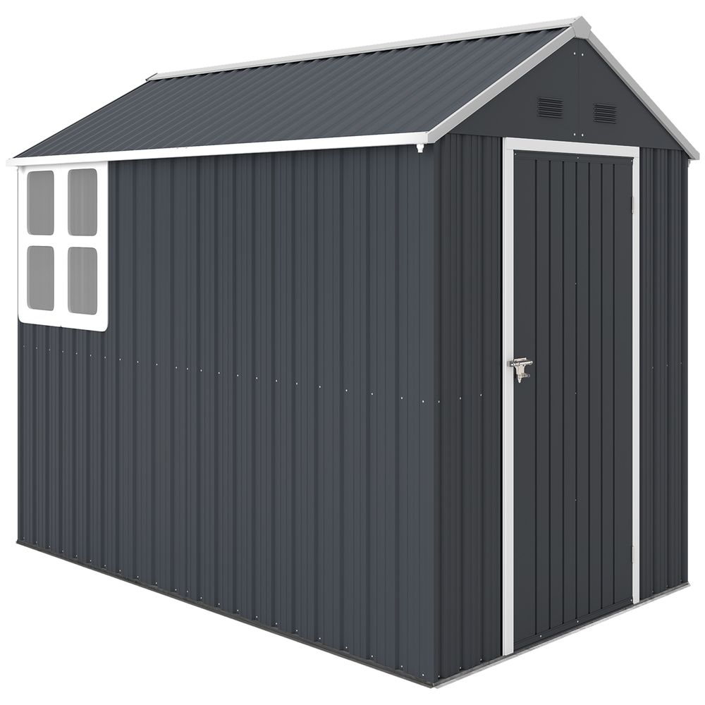 Abri de jardin acier 259 x 172 x 222 cm gris blanc pour vélos outils et tondeuse - comfortxl outdoor living