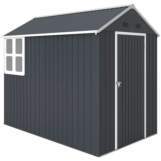 Abri de jardin acier 259 x 172 x 222 cm gris blanc pour vélos outils et tondeuse - comfortxl outdoor living