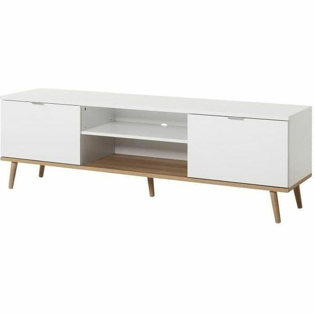 Meuble tv scandinave göteborg - blanc - 2 portes - 160 x 40 x 50 cm