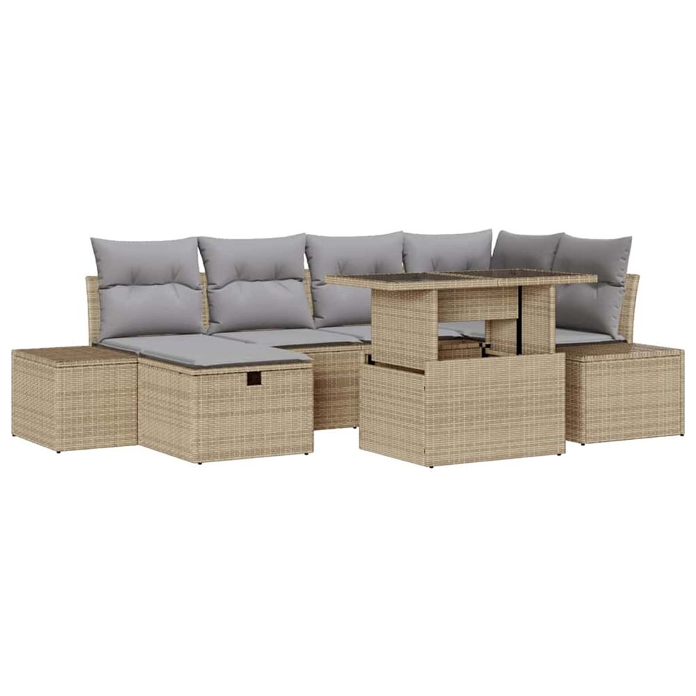 Ensemble de canapé de jardin 7 pc beige polyrotin