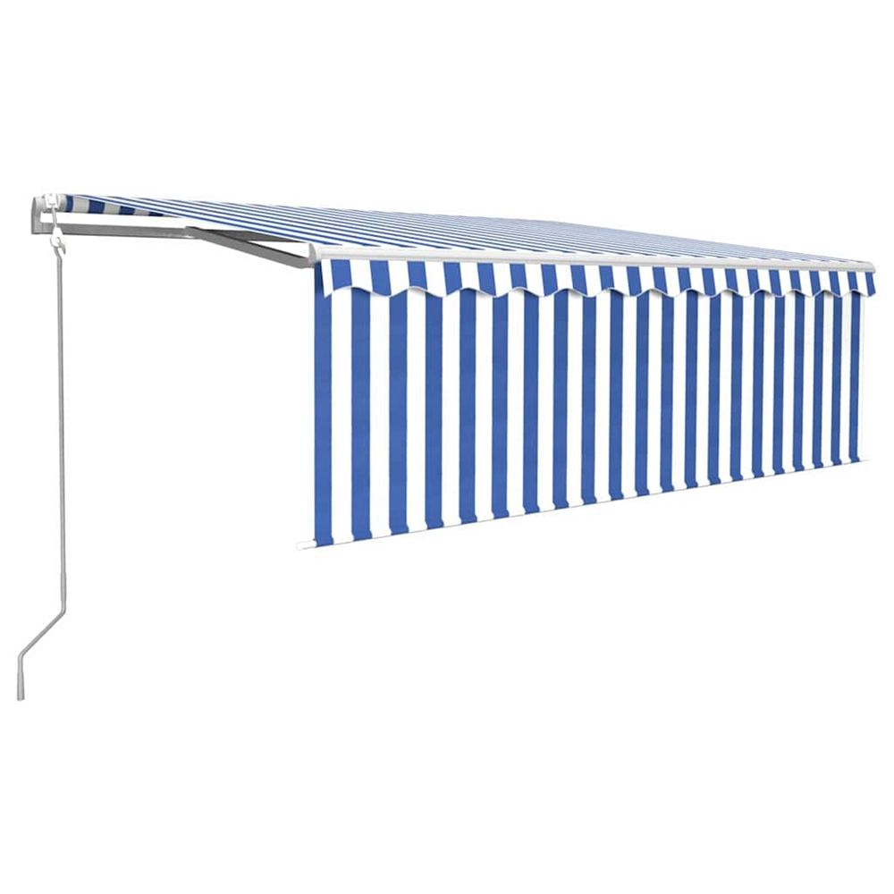 Auvent automatique store capteur de vent led 4x3m bleu et blanc