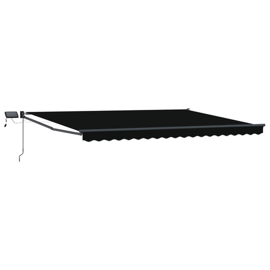 Store rétractable manuel avec leds noir et anthracite 4 × 3 m
