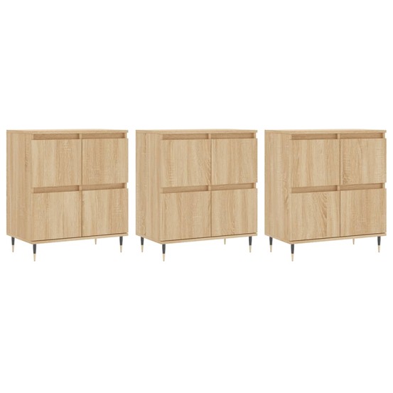 Buffet bahut commode armoire meuble de rangement organisateur cuisine salle de séjour salons 3 pcs sonoma bois d'ingénierie m