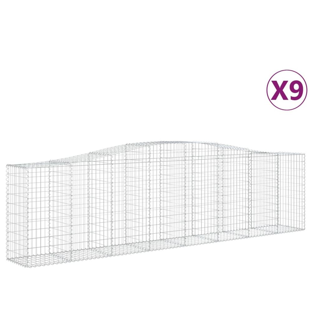 Paniers à gabions arqués 9 pcs 400x50x100/120 cm fer galvanisé