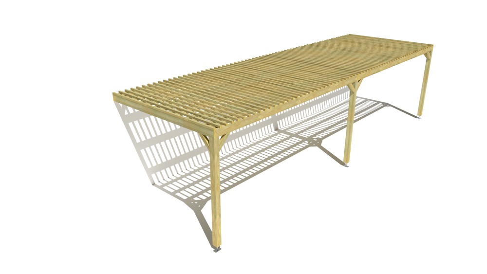Pergola bois • 10m x 3m • adossée • sens largeur • lattage bois • livraison comprise