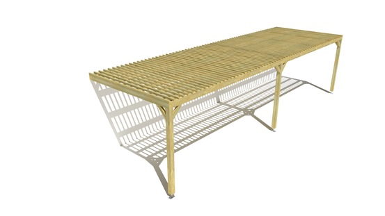 Pergola bois • 10m x 3m • adossée • sens largeur • lattage bois • livraison comprise
