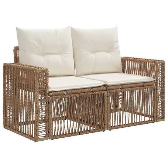 Canapé de jardin 2-nombre de places beige polyrotin