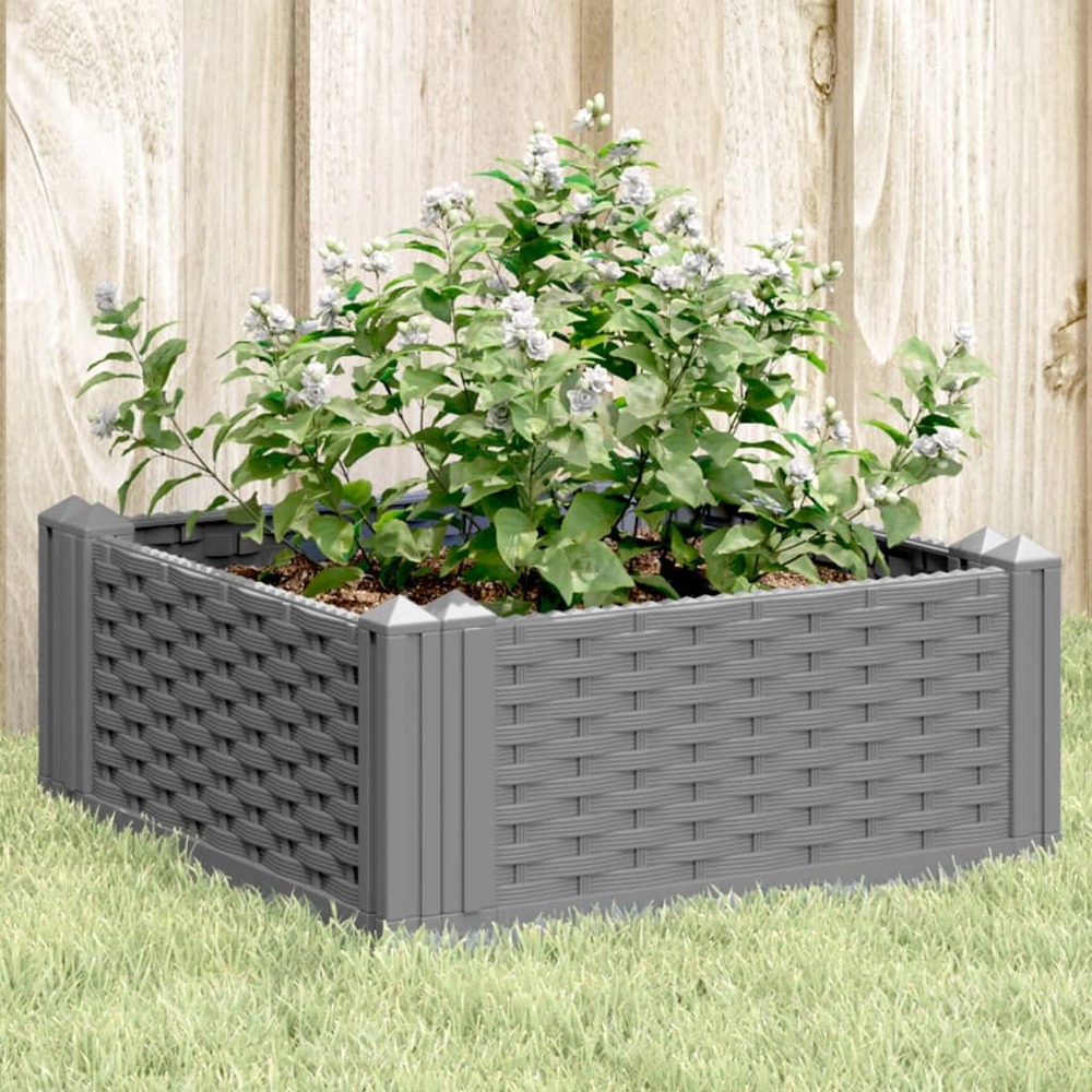 Jardinière avec piquets gris clair 42,5x42,5x28,5 cm pp