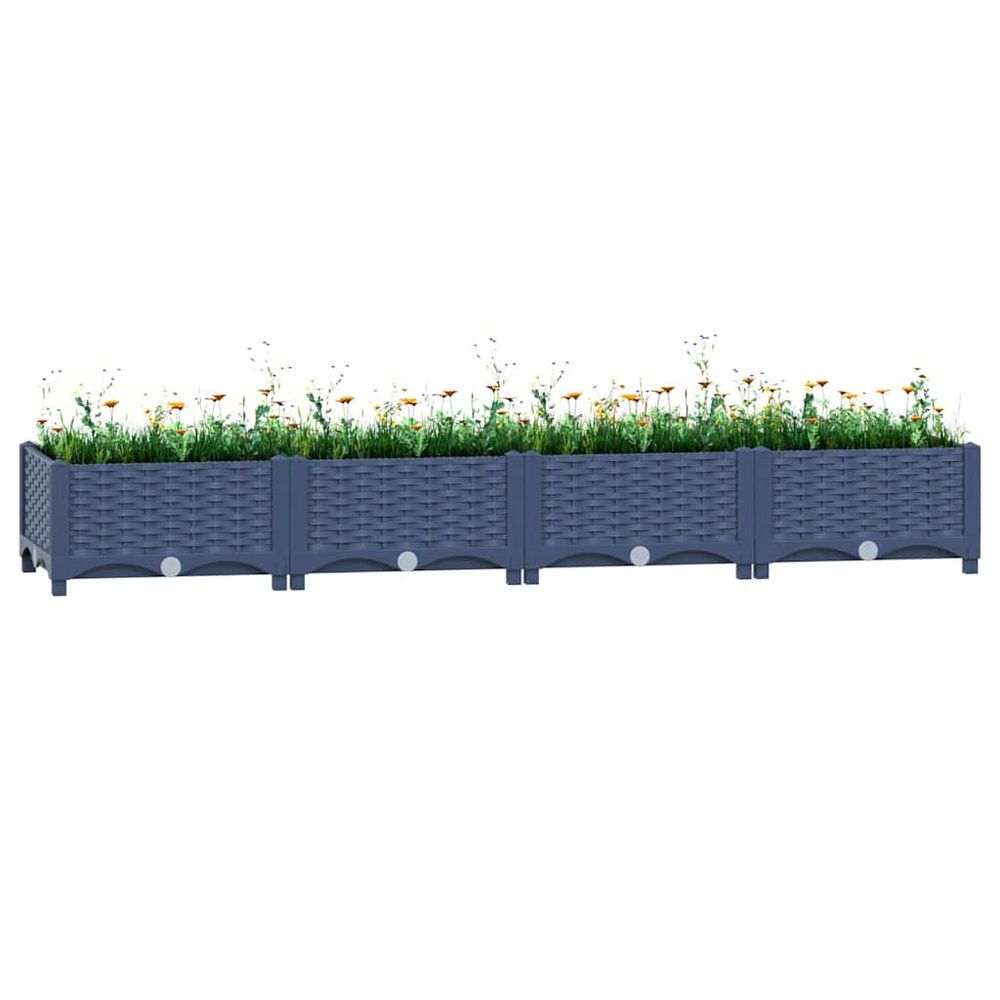 Très grande jardinière potager en polypropylène gris 160x40 cm