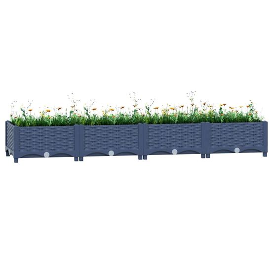 Très grande jardinière potager en polypropylène gris 160x40 cm