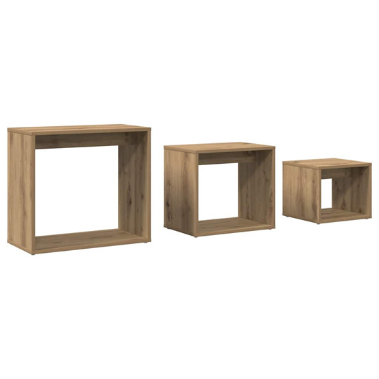 Tables gigognes 3 pcs chêne artisanal bois d'ingénierie
