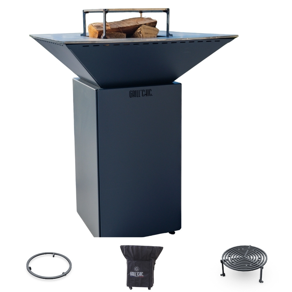 Pack privilege brasero cevenol acier normal carre 74 gris anthracite double cuve