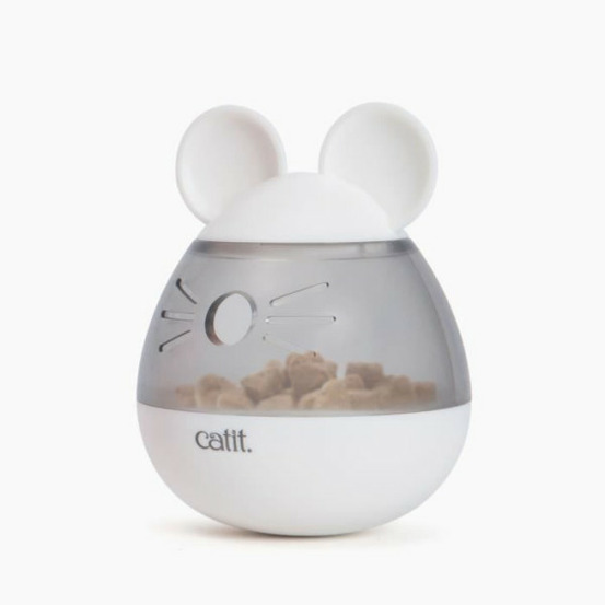Distributeur de friandises pour chat - catit - pixi - design oreilles de souris - blanc