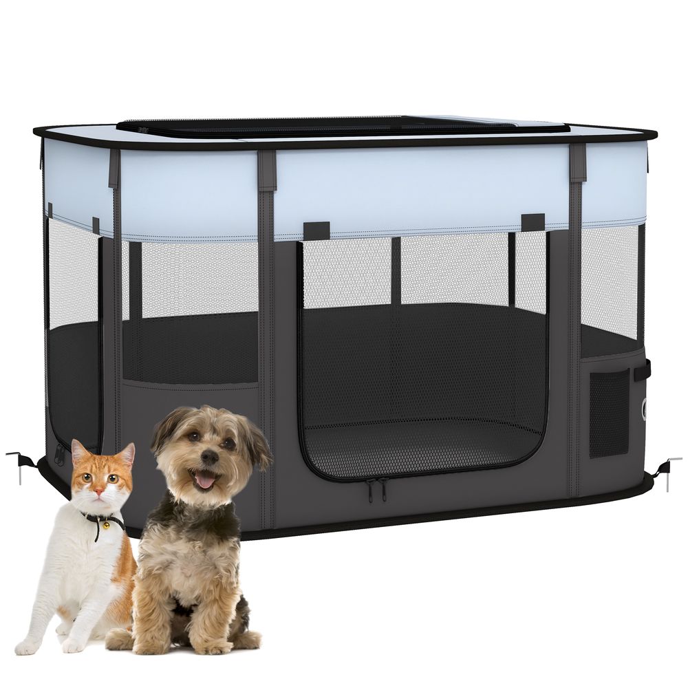 Parc pliable animaux tissu oxford extérieur intérieur aéré 84x64x53cm gris - comfortxl pet living