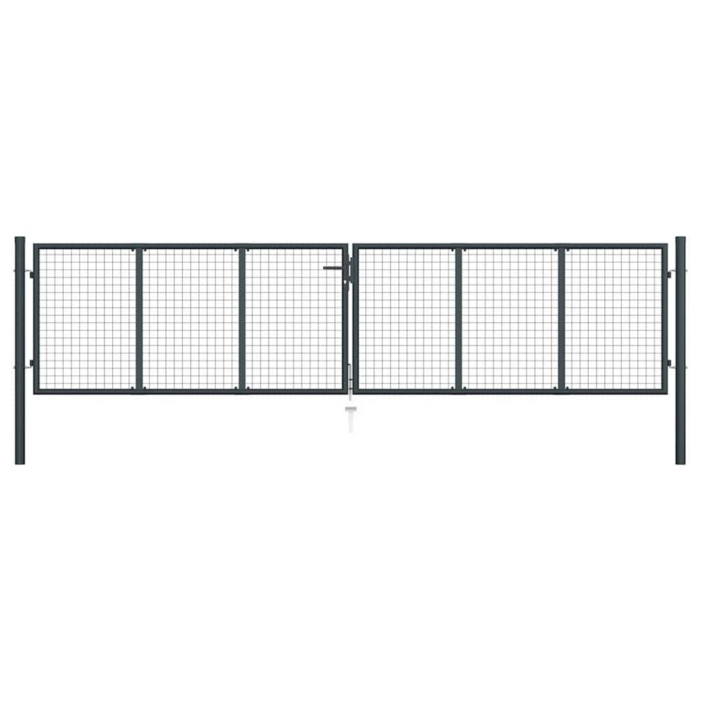 Portail de jardin grillagé en acier galvanisé gris 400 x 100 cm