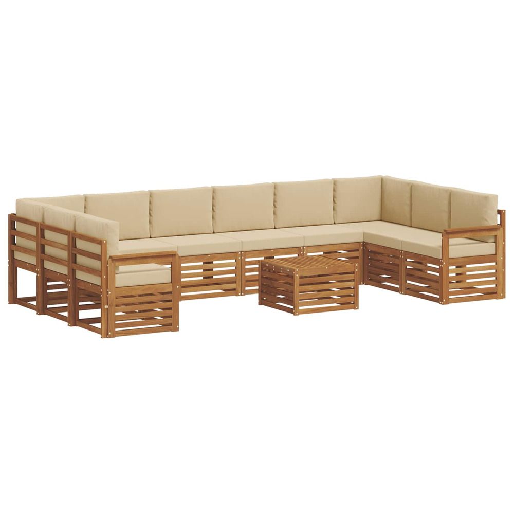 Ensemble de canapés d'extérieur 11 pc naturel et beige
