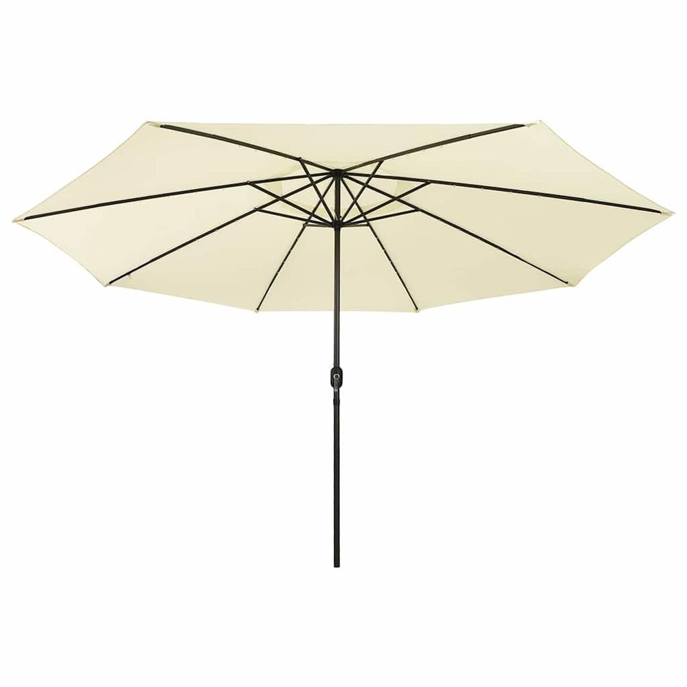 Parasol de jardin avec lumières led et mât en métal 400cm sable