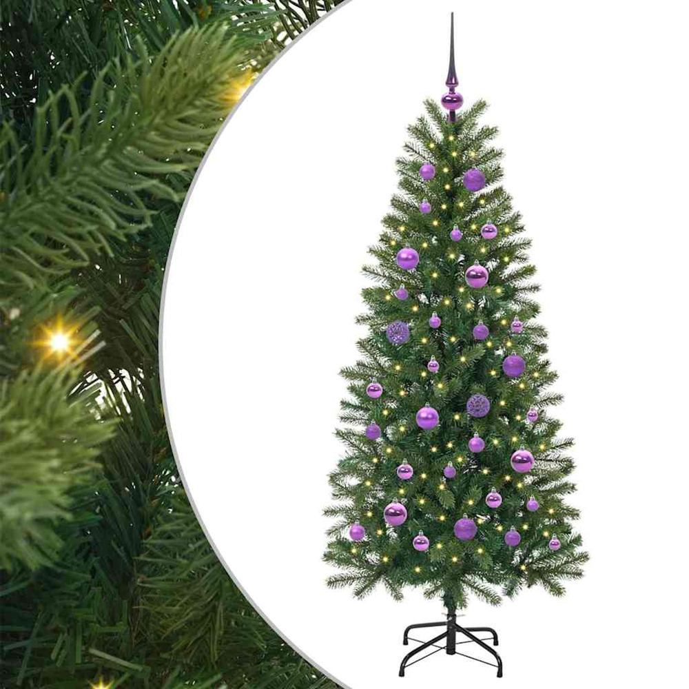 Sapin de noël artificiel avec 150 led vert 150 cm pe et pvc