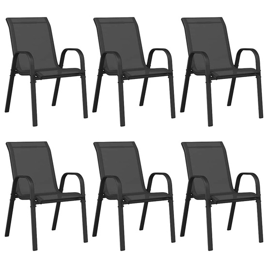 Chaises empilables de jardin lot de 6 noir tissu textilène