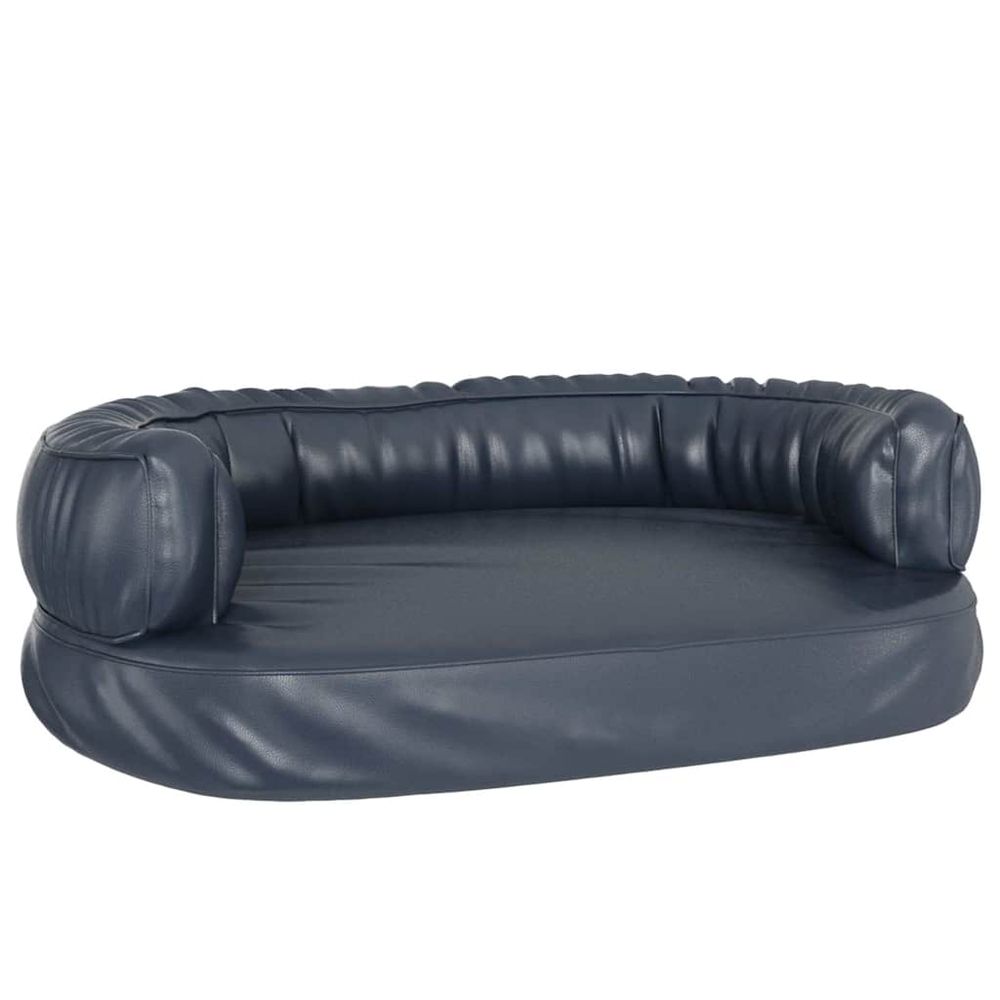 Lit pour chien ergonomique mousse bleu foncé 75x53cm similicuir