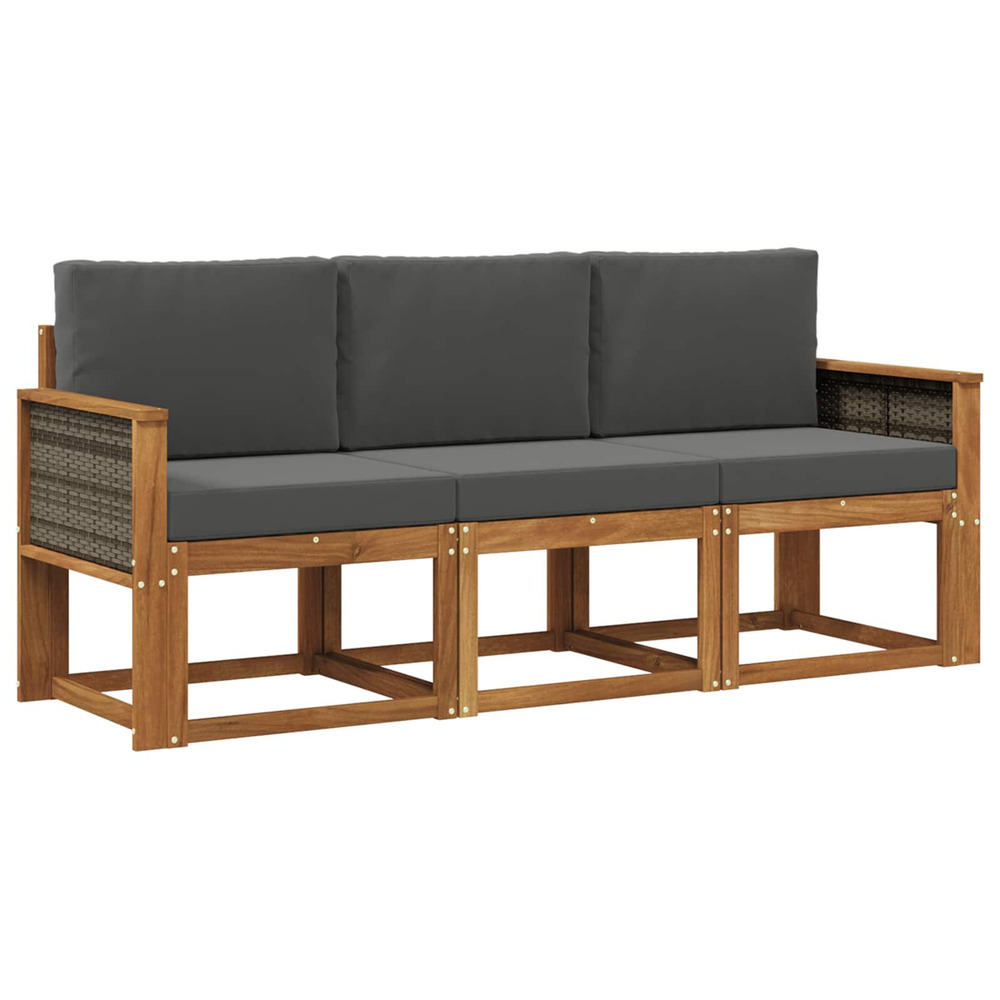 Ensemble de canapés d'extérieur 3 pcs naturel et anthracite