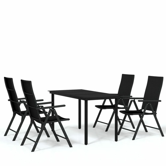 Ensemble à manger de jardin 5 pcs noir