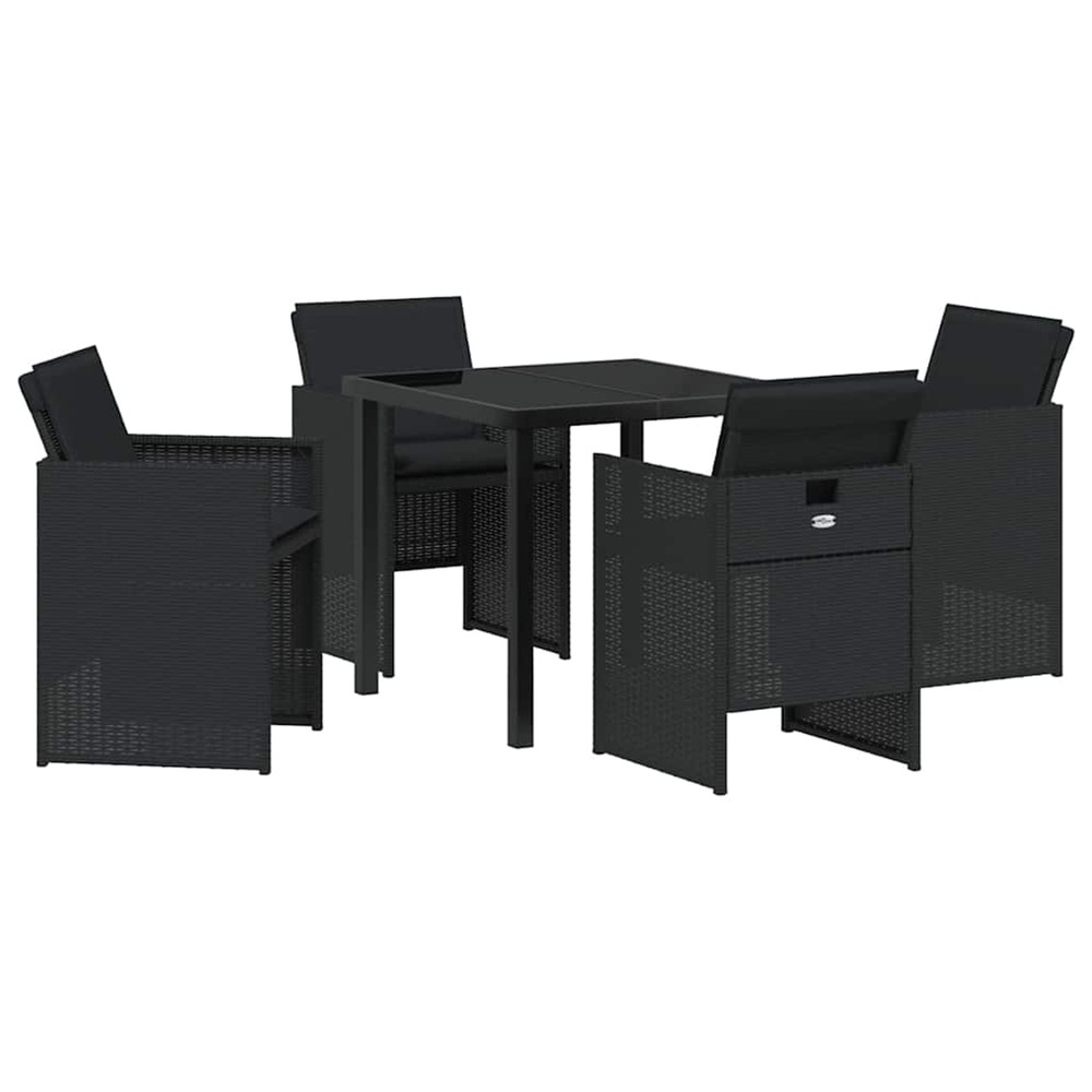 Ensemble de salle à manger pour jardin 5 pcs noir poly rotin