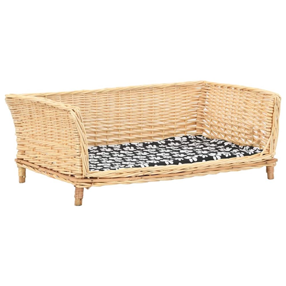 Panier pour chiens avec coussin 90x54x35 cm saule naturel