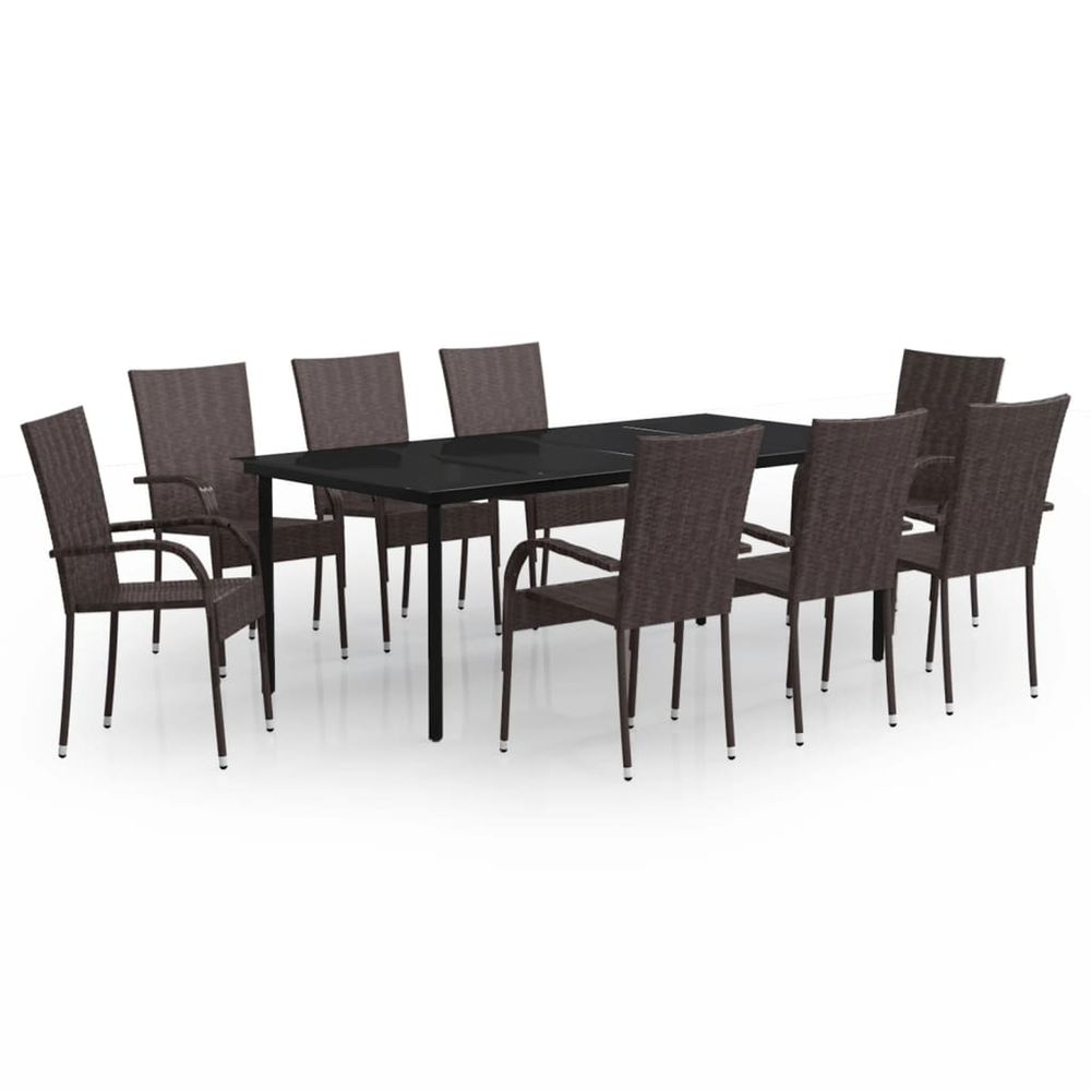 Ensemble à manger de jardin 9 pcs marron et noir