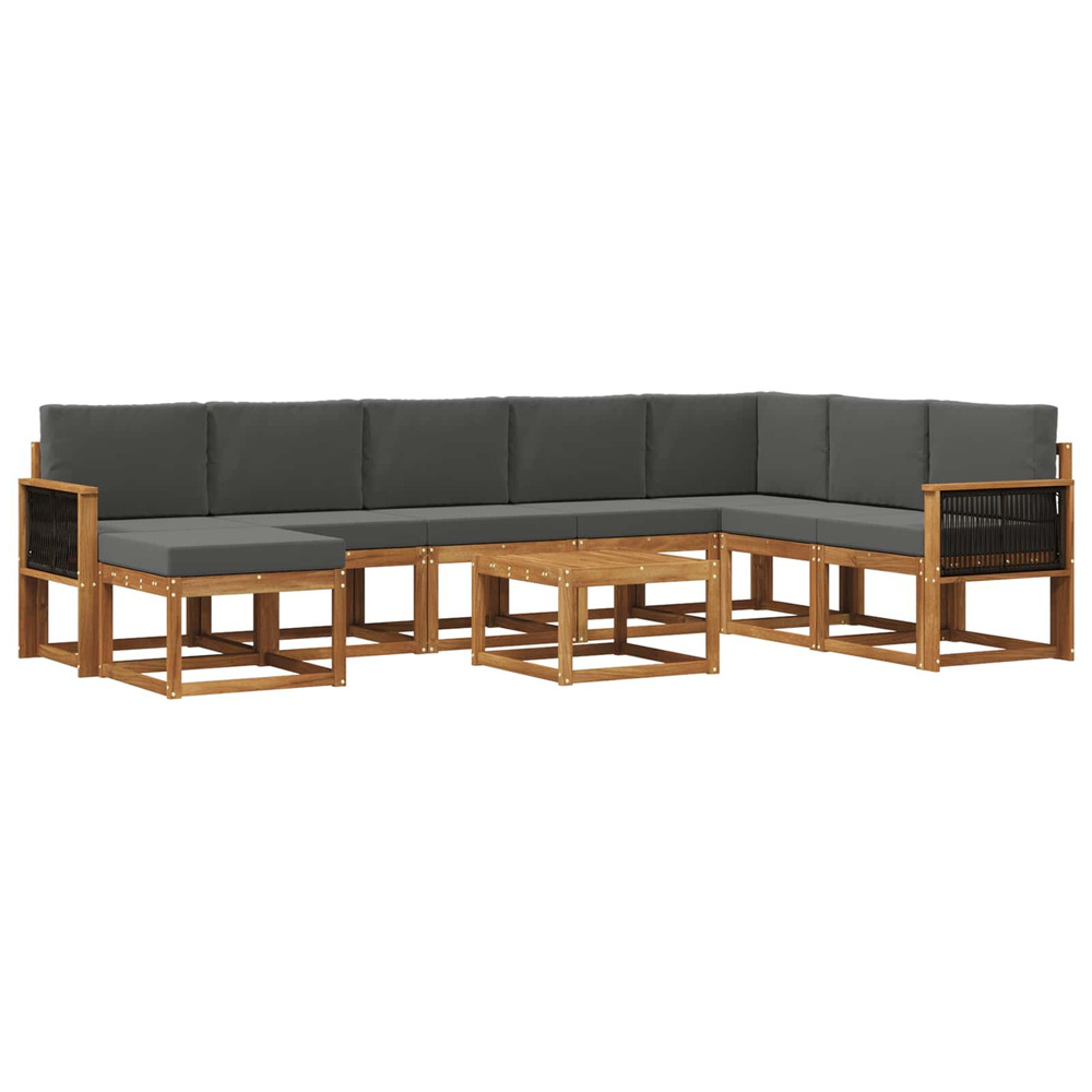 Ensemble de canapés d'extérieur 9 pcs naturel et anthracite