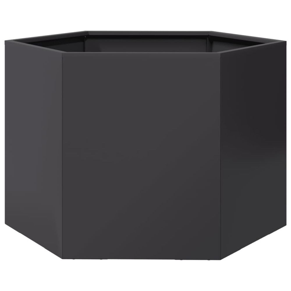 Jardinière d'extérieur noir hexagone 69x60x45 cm acier