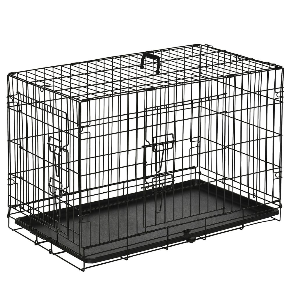 Cage de transport pour chien acier noir 75 x 48,5 x 53 cm pliable et sécurisée - comfortxl outdoor living