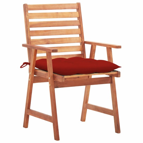 Chaises à manger d'extérieur lot de 3 et coussins acacia massif