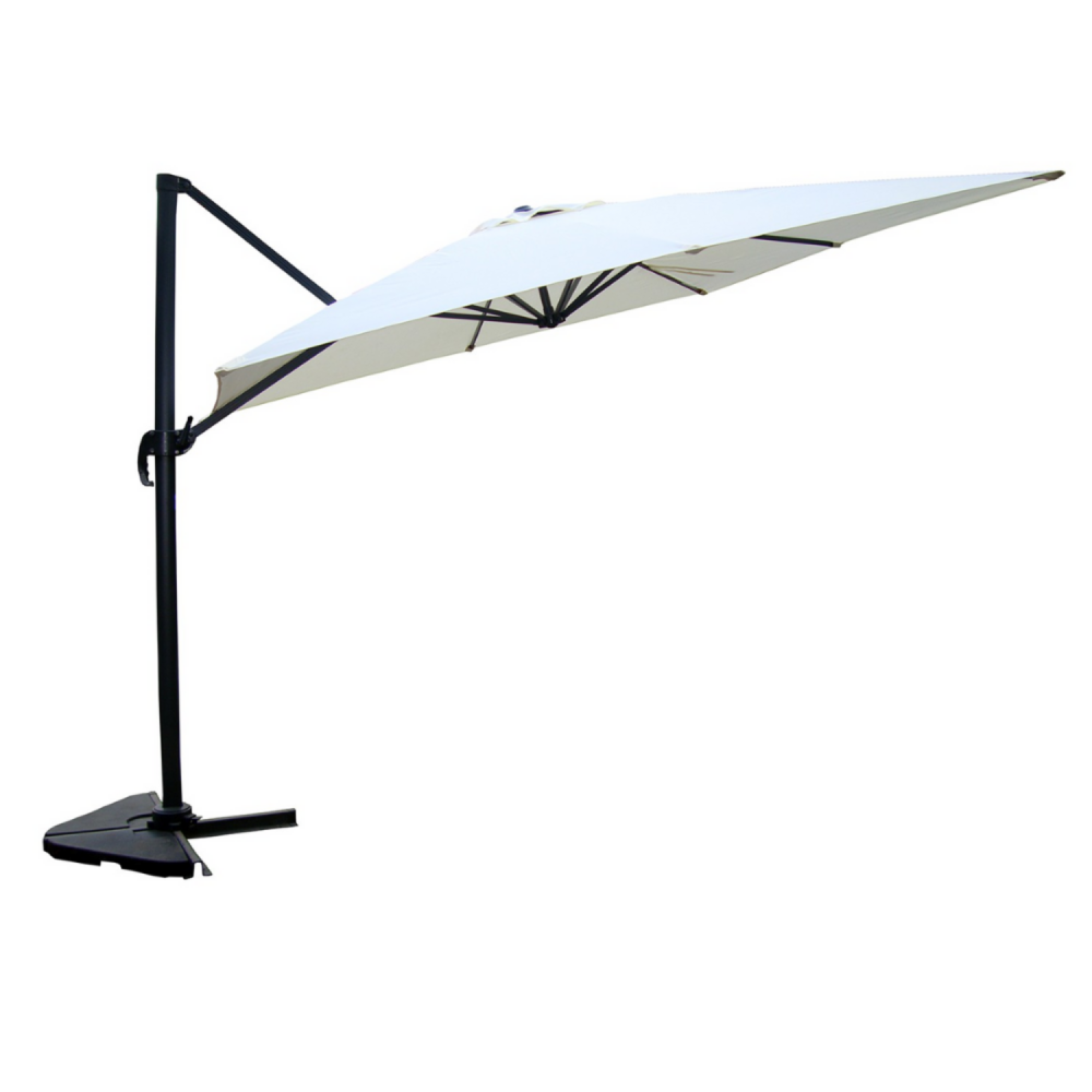 Parasol écru déporté carré 3 x 3 m rotatif à 360 palatino