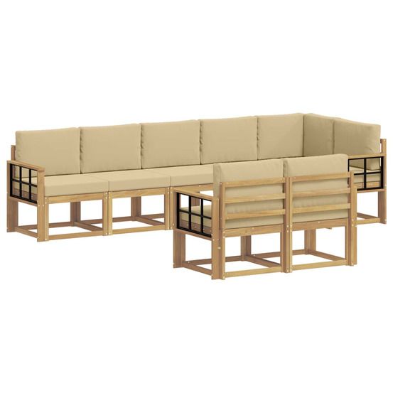 Ensemble de canapés d'extérieur 8 pc blanc et beige polyester