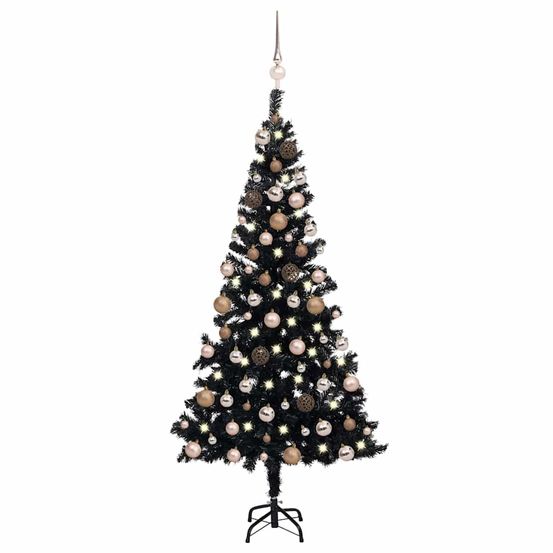 Sapin de noël artificiel complet pvc avec led et boules noir 120 cm