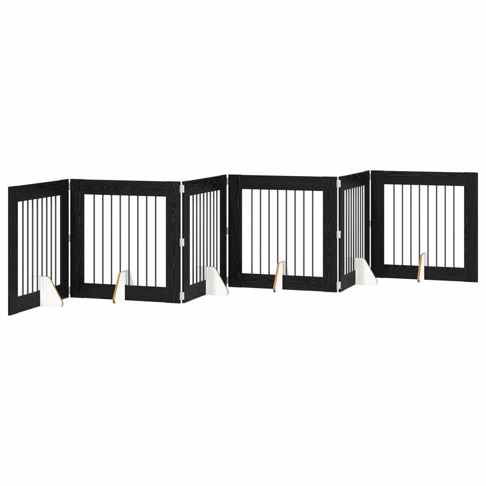 Porte de chien pliable avec supports 6 pc chêne noir 482 cm